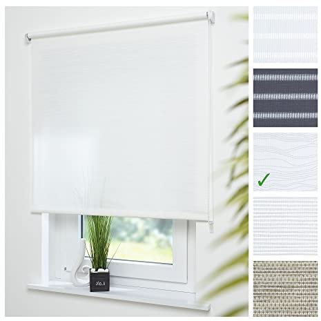 Liedeco® Rollo, Fenster Rollo, Kettenzug-Rollo / 102 x 180 cm (Breite x Höhe), Faden weiß/Stoff mit Dekor, Lichtdurchlässig, Blickdicht/Breiten 60-200 cm/Variable Montage möglich