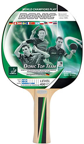 Donic-Schildkröt Tischtennisschläger Top Team 400, anatomischer Griff, 1,5mm Schwamm, Jade - ITTF Belag, 715041