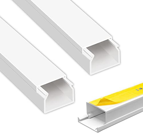 ARLI Kabelkanal 40x25 mm Weiß – 2m selbstklebend & schraubbar Installationskanal IP40 PVC mit Bodenlochung Universal Kabel Kanal (2X 1m Kabelkanäle)