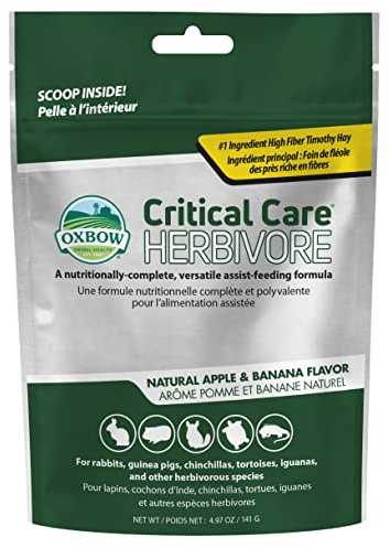Oxbow Critical Care Herbivore, Emergency Guinea Pig Food, Rabbit Food for Recovery, Natural Apple Banana Flavor, Critical Care for Guinea Pig Emergency Kit, Made in USA, 141 Grams
