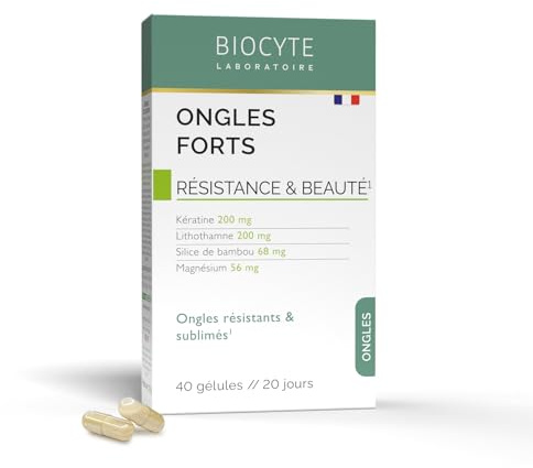 BIOCYTE Ongles Forts - Keratine, Magnesium, Zinc, Vitamine D, Biotine - Résistance & Beauté Des Ongles - Programme 20 Jours
