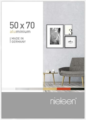 nielsen Pixel Aluminium Picture Frame - Glossy White 50x70cm - with Float Glass and Easy Push-Turn Clips