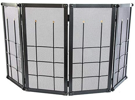 Lancia - Protector de rejilla de hierro forjado para chimenea, 100 cm - 4 paneles