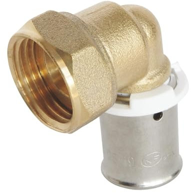 SOMATHERM FOR YOU, Raccord coudé à sertir pour tube PER Ø12, écrou tournant 12/17, compatible avec profils H, U, RF, norme NF 545, montage rapide, pression max 10 bars, T°C 5-90°C