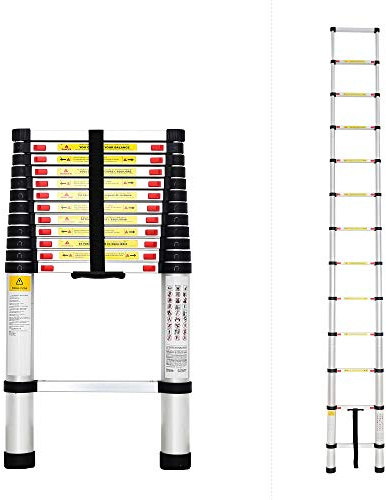 Todeco - Escalera Telescópica, Escalera Plegable - Carga máxima: 150 kg - Estándar/Certificación: EN131 - 3,8 Metro(s), EN 131