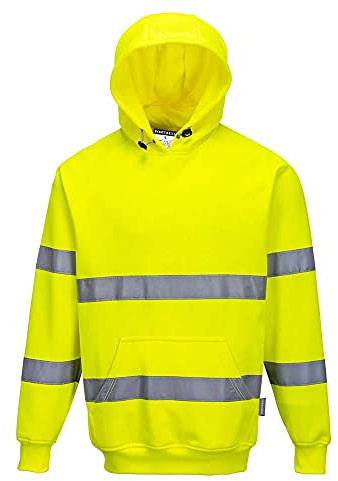 Portwest Sudadera De Alta Visibilidad Con Capucha , Tamaño: L, Color: Amarillo, B304YERL
