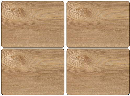 Creative Tops Oak Veneer Placemats – Set of 4, Durable Wooden Table Mats with Natural Wood Grain, Heat Resistant and Easy to Clean, 29 x 21.5 cm