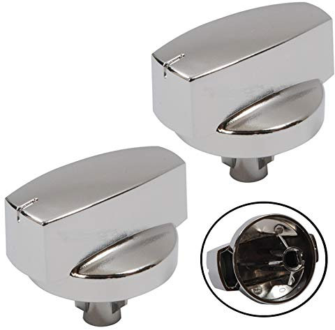 Genuine Belling 444445412 444445413 1000DF Oven Cooker Knob Function Control Switch (Silver/Chrome, Pack of 2 Knobs)