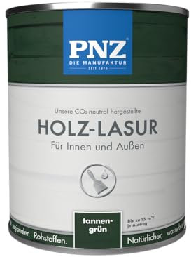 PNZ Holzlasur für Innen und Außen | lösemitttelfreie Farblasur | Nachhaltig hergestellt mit regionalen Rohstoffen | für alle Hölzer, auch Bienenhäuser, Gebinde:0.75L, Farbe:tannengrün