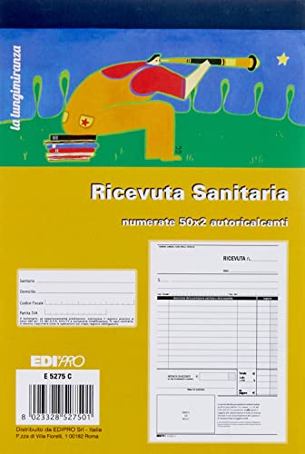 Edipro E 5275 C Bloque de recibos médicos numerado, 50 hojas autorrecalculables de 23 x 15 cm, 1 bloc