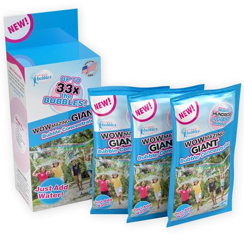 WOWMAZING Big Bubbles Refill - Concentrated Giant Bubble Solution Makes 2.3 Gallons | 3 Pouches for Kids’ Fun | USA Made