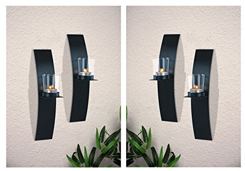Benelando Wandkerzenhalter mit Windlichtern aus Glas im 4er Set