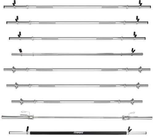 ScSPORTS® Langhantelstange - 120/140/160/180 cm, 30mm, bis 120kg, Stahl, Chrom, Stern-/Federverschluss - Langhantel, Hantelstange, Langhantel-Stange, Bankdrücken (Federverschluss (180 cm))