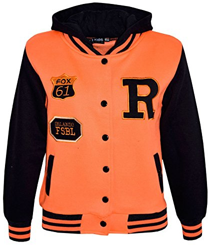 A2Z 4 Kids® Barn Flickor Pojkar R Fashion FOX Baseball - B.B Jacket New Fox Neon Orange 7-8