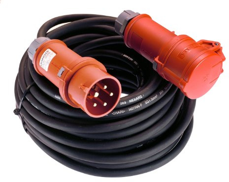 as - Schwabe Starkstrom Verlängerungskabel 5 m H07RN-F 5G6-400V/32A/ca. 22kW - Verlängerungsleitung Baustelle - 5-polige, robuste CEE Verlängerung für Außenbereich - IP44 - Made in Germany, 61335
