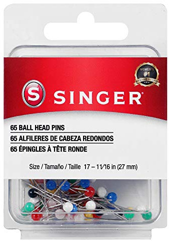 SINGER 00247 Ball Head Straight Pins, Size 17, 65-Count