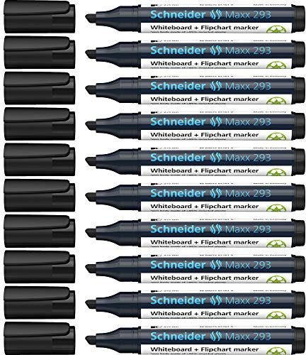 Schneider Maxx 293 Whiteboardmarker (Strichstärke: 2+5 mm, nachfüllbar) 10er Packung schwarz