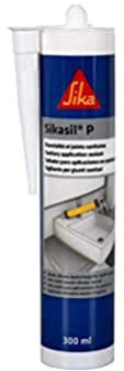 SIKA - Mastic silicone universel pour joint d'étanchéité et joints sanitaires - Sikasil P Blanc - Multisupports - Résistant aux UV/Moisissures - 300ml