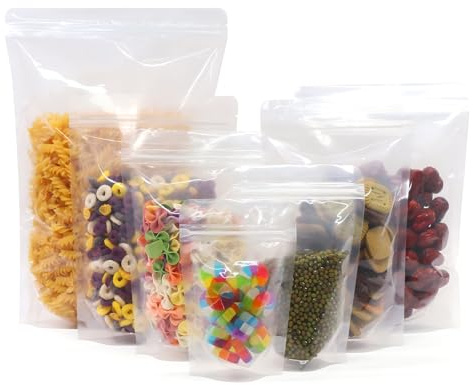 SumDirect 100Pcs Transparente plastico Bolsa con Cierre Zip Bolsa de Embalaje Apto para Tuercas, Hojas de Té, Galletas(18 x 26 cm)