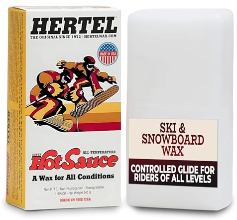 Hertel Super HotSauce All Temperature Ski and Snowboard Wax - Easy to Apply, Rub On or Iron On Hot Wax for Snowboards and Skis - Last up to three times longer (340 g)