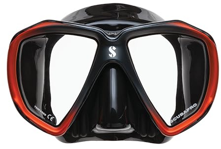 SCUBAPRO Spectra Scuba Mask with Ultra Clear Dual Lens and EZ Equalize Nose Pocket for Diving, Black/Bronze