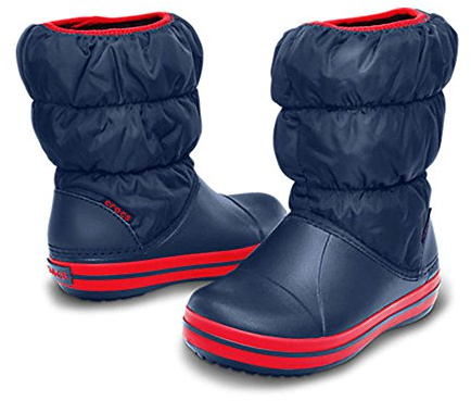 Crocs Unisexe Enfant Winter Puff Boot Kids Bottes, Navy/Red, 30/31 EU