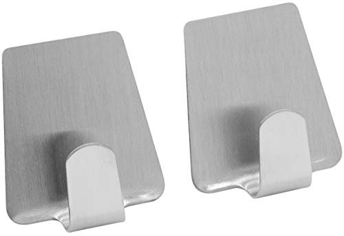 Fackelmann 61207 Klebehaken trapezförmig 5cm 2 Stück aus Edelstahl, Silber, 5 x 4 x 2 cm