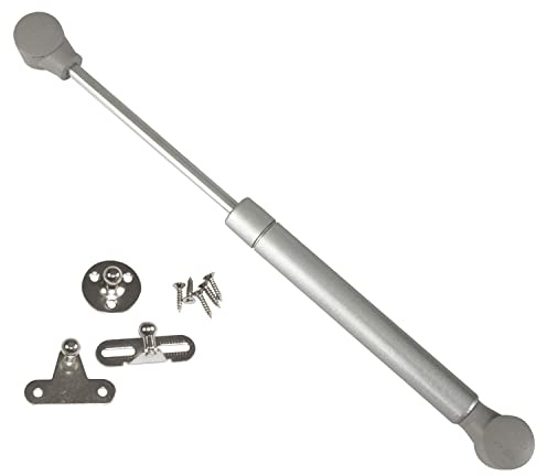 Amig - Compás de Gas para Elevación de Puertas Abatibles de Muebles - Mod.97-247 x 15 mm - Resistencia de carga: 12 kg - Amortiguador para Apertura Ascendente sin Impacto - Plateado