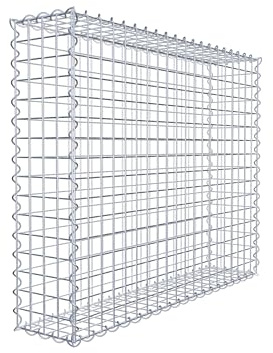 GABIONA | Gabion 100 x 80 x 20 cm | Gabionkorg med maskstorlek 5 x 5 cm | robust stenkorg, mur med spiralstängning
