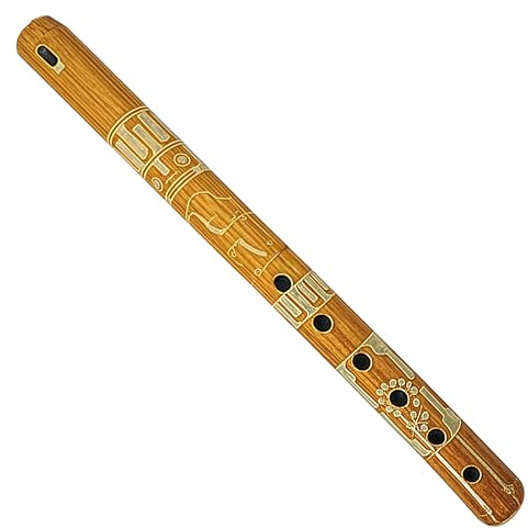 Mia Jewel Shop - Handmade Colored Bamboo Wooden Flute | Tribal Nature Pattern | Native Recorder for Beginners, Meditation & Music Lovers (Yellow)