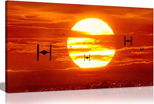 Kampfflugzeuge im Sonnenuntergang, Krieg der Sterne, Leinwanddruck, Wandkunst, Bild, Segeltuch, 76,2 x 40,6 cm