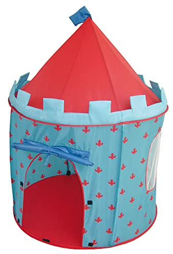 roba Tente de Jeu Enfant Ritterburg Pop-Up - Château de Chevalier + Sac - Bleu/Rouge