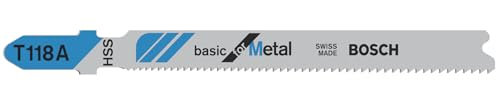 Bosch Professional 3x Hojas de sierra de calar T 118 A Basic for Metal (para Láminas de acero, accesorios Sierra de calar)