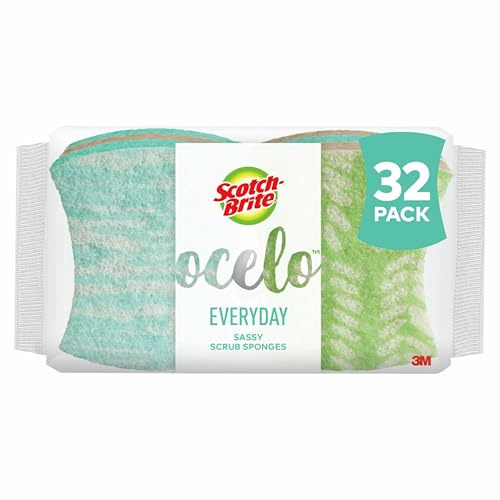 Scotch-Brite ocelo Non-Scratch Scrub Sponges, Assorted Designs, 32 Sponges, 4 Count (Pack of 8)