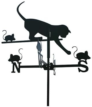 Girouette chat et souris en fer forgé petit modèle