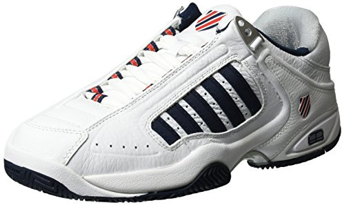 K-Swiss Performance Defier Rs, Men's Tennis Shoes, White (White/Dressblues/Fieryred 38), 9.5 UK (44 EU)