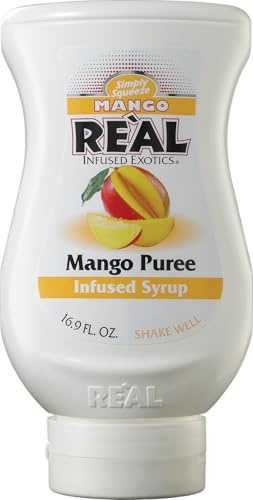 Re’al Syrup | Mango Puree Infused Fruit Syrup | Made with Real Mango | 500ml |Natural Ingredients| Cocktails, Baking, Smoothies, Mixing Drinks, Desserts, Cooking