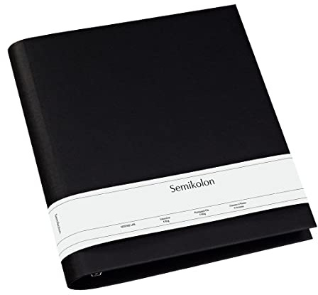 Semikolon 353303 Fotoordner 4 Ring - 29,5 x 32 cm - Efalinbezug, für Album, Fotobuch mit Ringheftung - black schwarz