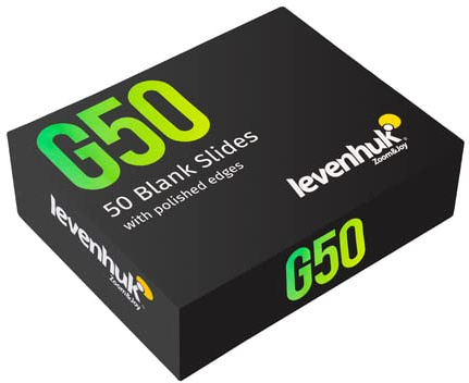 Levenhuk G50 High Transparency Microscope Blank Slides with Polished Edges for Preparing Laboratory Specimens