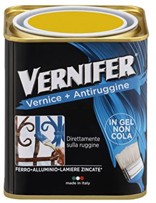 AREXONS VERNIFER | Prodotto Verniciante Giallo Brillante, Smalto Antiruggine, Adatto a Protezione e Finitura di idi Interni ed Esterni, 750ml