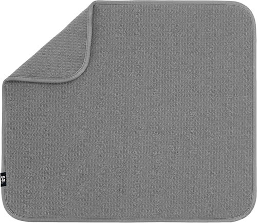 S&T INC. 407201 Saugstarke, wendbare Mikrofaser-Abtropfmatte für die Küche, Grau