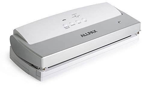 Allpax Vakuumiergerät F110, Folienschweißer für Lebensmittel & wertvolle Objekte, elektronisches Haushaltsgerät für vakuumdichte Verpackung, inkl. Adapterschlauch & 100 Gratisbeuteln