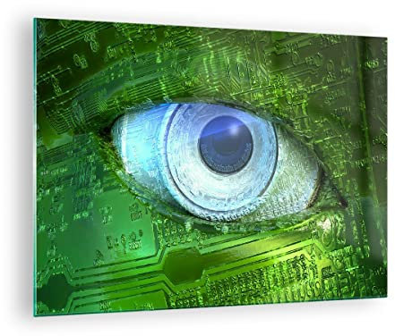 Moderne Impression sur Verre Informatique abstraction processeur Image Tableau en Verre Decoration Murale 70x50cm Deco Cadre Salon Chambre Horizontal Petit Tableaux Decoratifs Muraux Art GAA70x50-0333