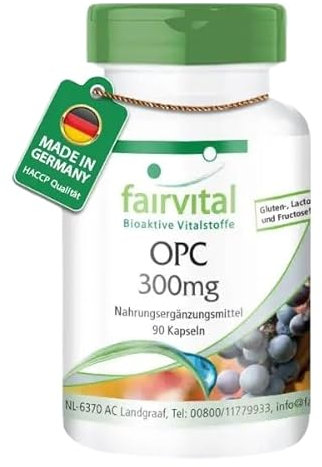 Fairvital | OPC Traubenkernextrakt - 900mg pro Tagesdosis - 90 Kapseln - HOCHDOSIERT - VEGAN - oligomere Proanthocyanidine