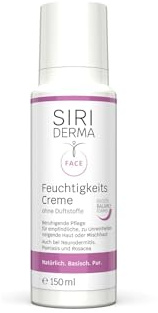 SIRIDERMA Feuchtigkeitscreme | Basische Gesichtspflege für empfindliche Haut | Auch bei Rosacea, Akne, Neurodermitis und Psoriasis (ohne Parfum, 150 ml)