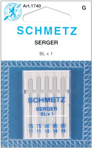 Schmetz Euro-Notions Overlock Machine Needles - Blx1, Pack of 10 (Sizes 11/75 x 2, 14/90 x 3)
