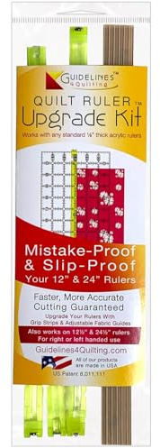 Guidelines4Quilting Quilt Ruler Upgrade Kit for 12 Inch and 24 Inch Rulers, Cut Accurate Strips and Squares Even in 1/8 Inch Increments with No Fabric Waste, Non-Slip, Left-Hand Friendly, Made in USA