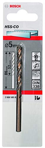 Bosch Accessories Bosch Accessories 2608585851 Foret à métaux rectifié HSS-Co standard DIN 338, Or, 5 mm