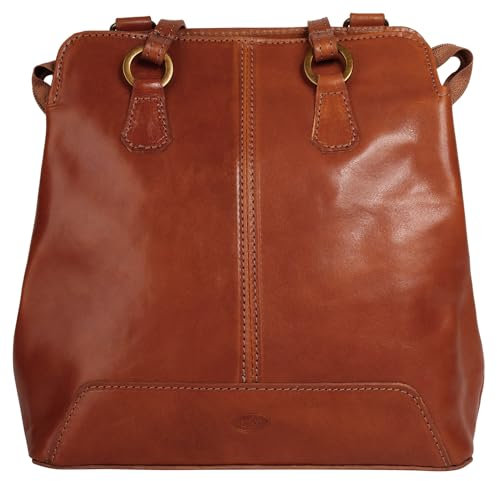 piké Rucksack-Shopper Echt Leder Damen | Made in Italy, 2in1 Ledertasche, Schultertasche zum Rucksack wandelbar, Shopper mit Reißverschlussfächern | 017290