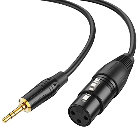 CableCreation 3.5mm to XLR Cable 10FT, 3 Pole TRS Aux Male to XLR Female Microphone Cable, Compatible with iPhone, iPod, Tablet, Laptop, Microphone, Amplifier, Audio Board, 3M